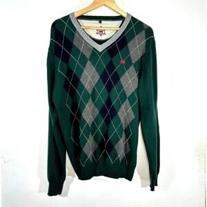 TITOLO by BASILE green Argyle‎ Sweater Mens Cashmere wool blend golf Mens XL